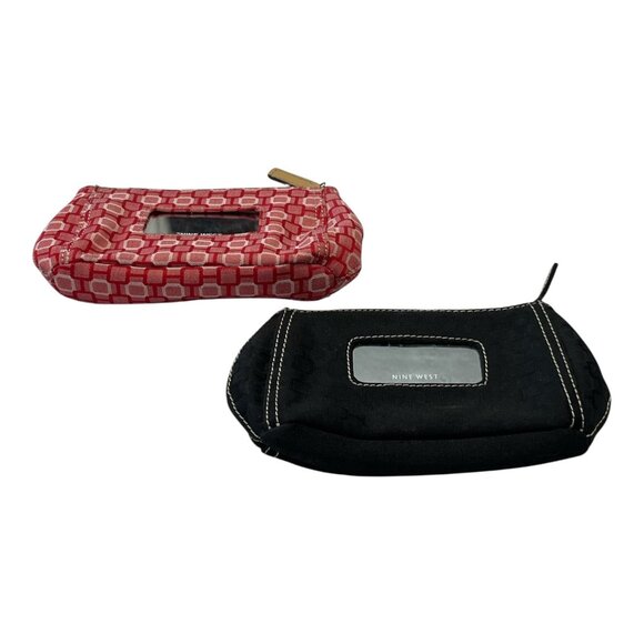 Set of 2 Vintage Nine West Makeup or Travel Pouches – Red Geometric & Black with - Picture 3 of 6